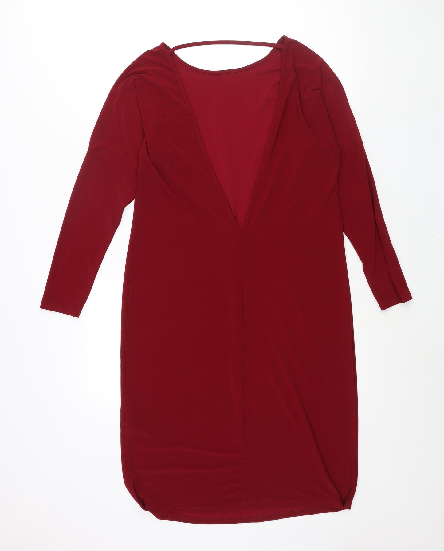 ASOS Womens Red Polyester Shift Size 10 Boat Neck Pullover - Low Cut Back