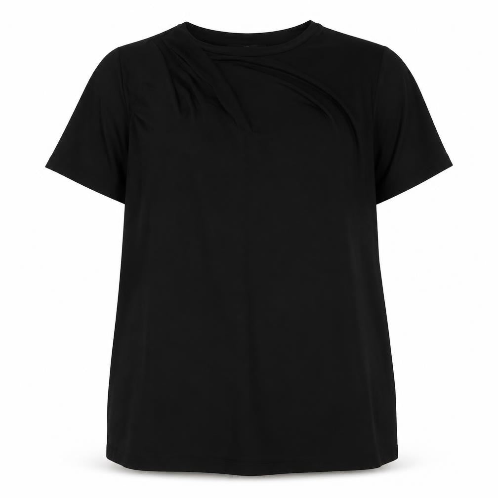 Very Womens Black Polyester Basic Blouse Size 24 Round Neck - Draping Detail