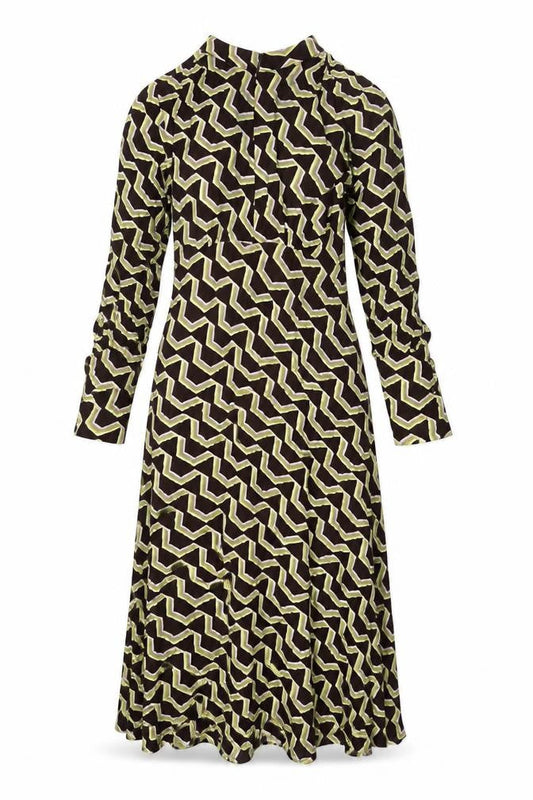Autograph Womens Multicoloured Geometric Viscose Shift Size 8 Mock Neck Zip - Belted