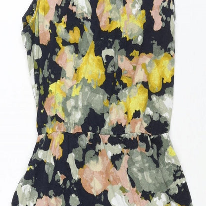 Next Womens Multicoloured Geometric Viscose A-Line Size 10 V-Neck Pullover - Tie Ring Detail