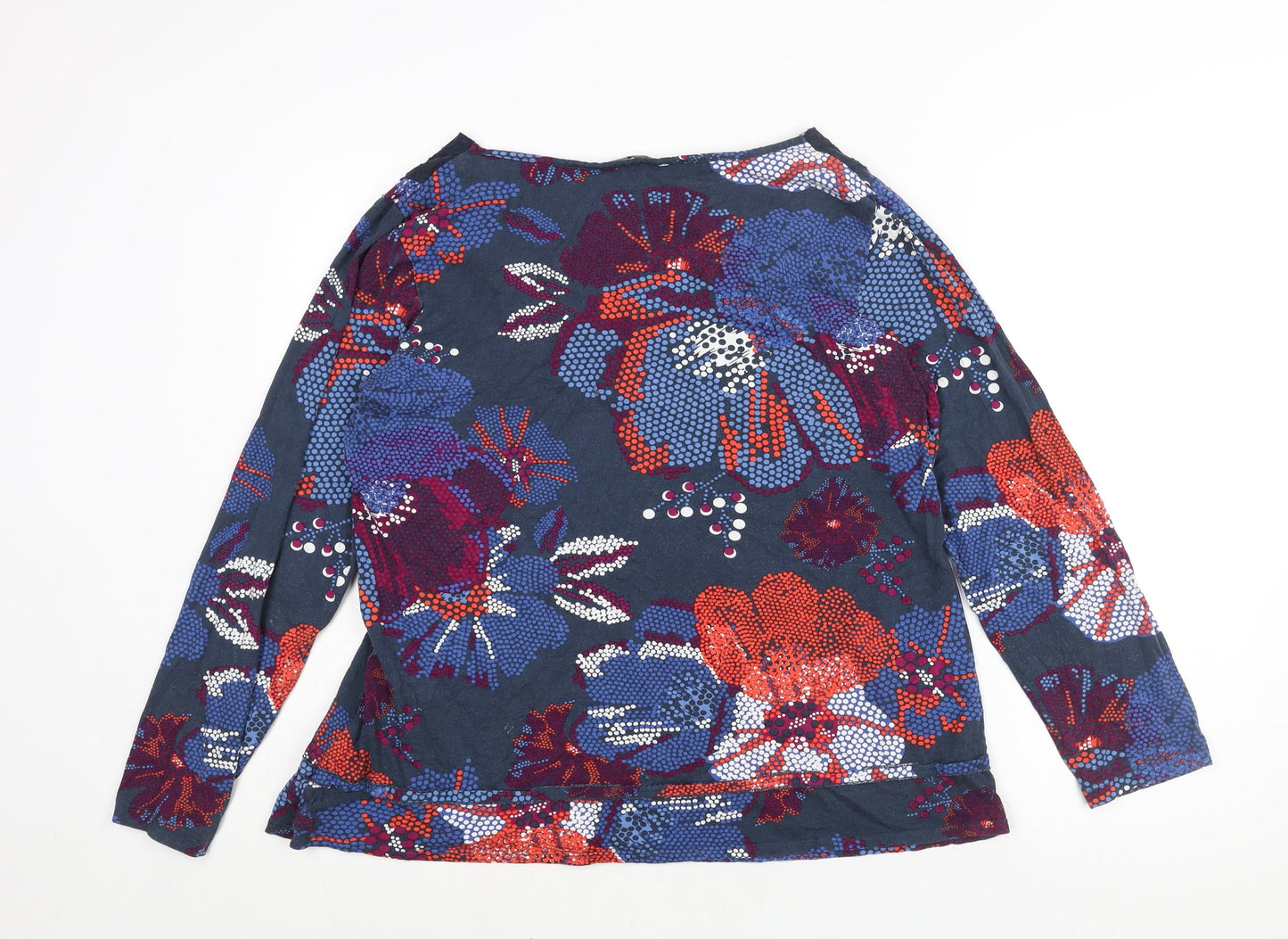 Per Una Womens Blue Geometric Viscose Basic Blouse Size 16 V-Neck - Lace Detail