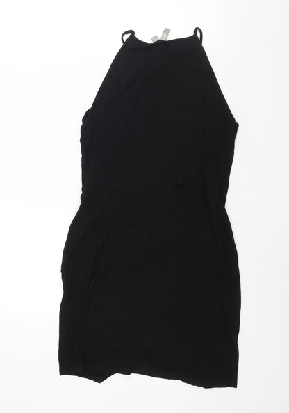 Back view of ASOS women’s black viscose shift, size UK 10, square neck pullover - wrap style
