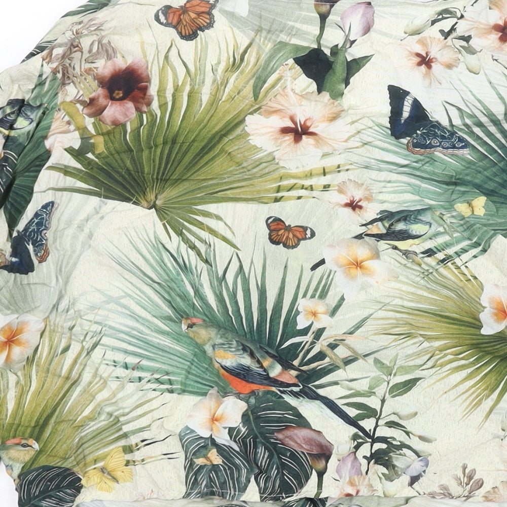 H&M Womens Multicoloured Floral Viscose Cropped Blouse Size 8 V-Neck - Tie Detail