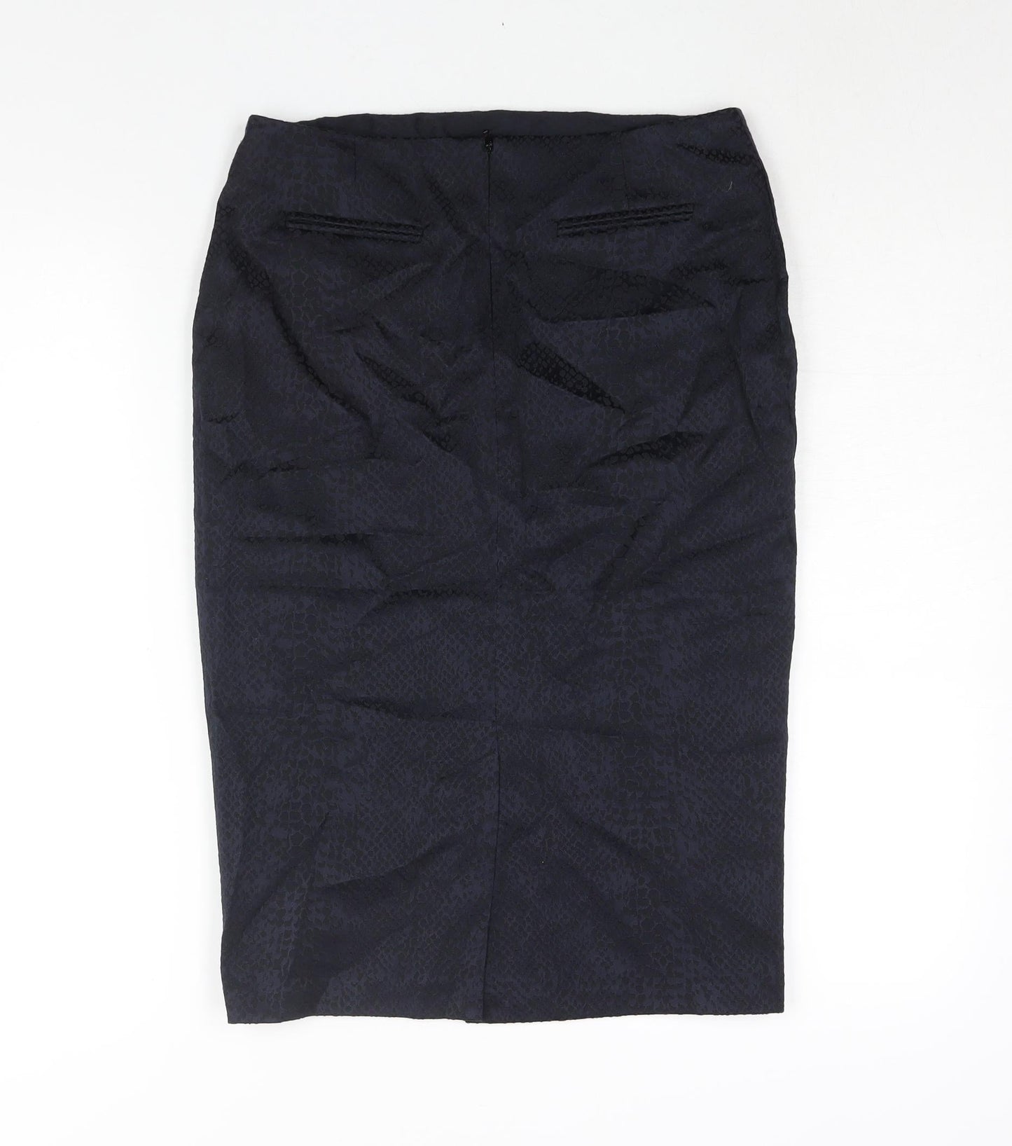 Wallis Womens Blue Animal Print Polyester Straight & Pencil Skirt Size 10 Zip - Snakeskin Print