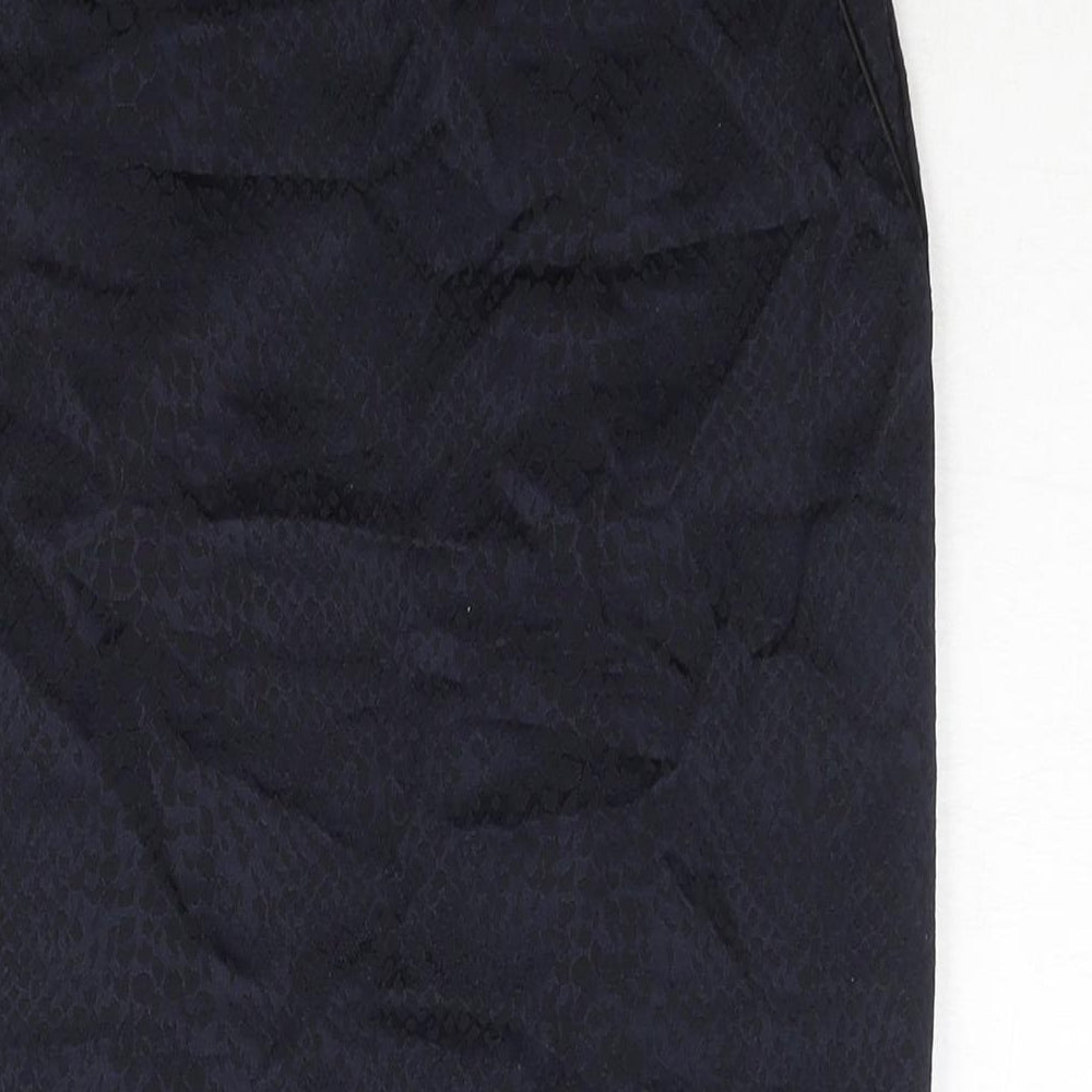 Wallis Womens Blue Animal Print Polyester Straight & Pencil Skirt Size 10 Zip - Snakeskin Print