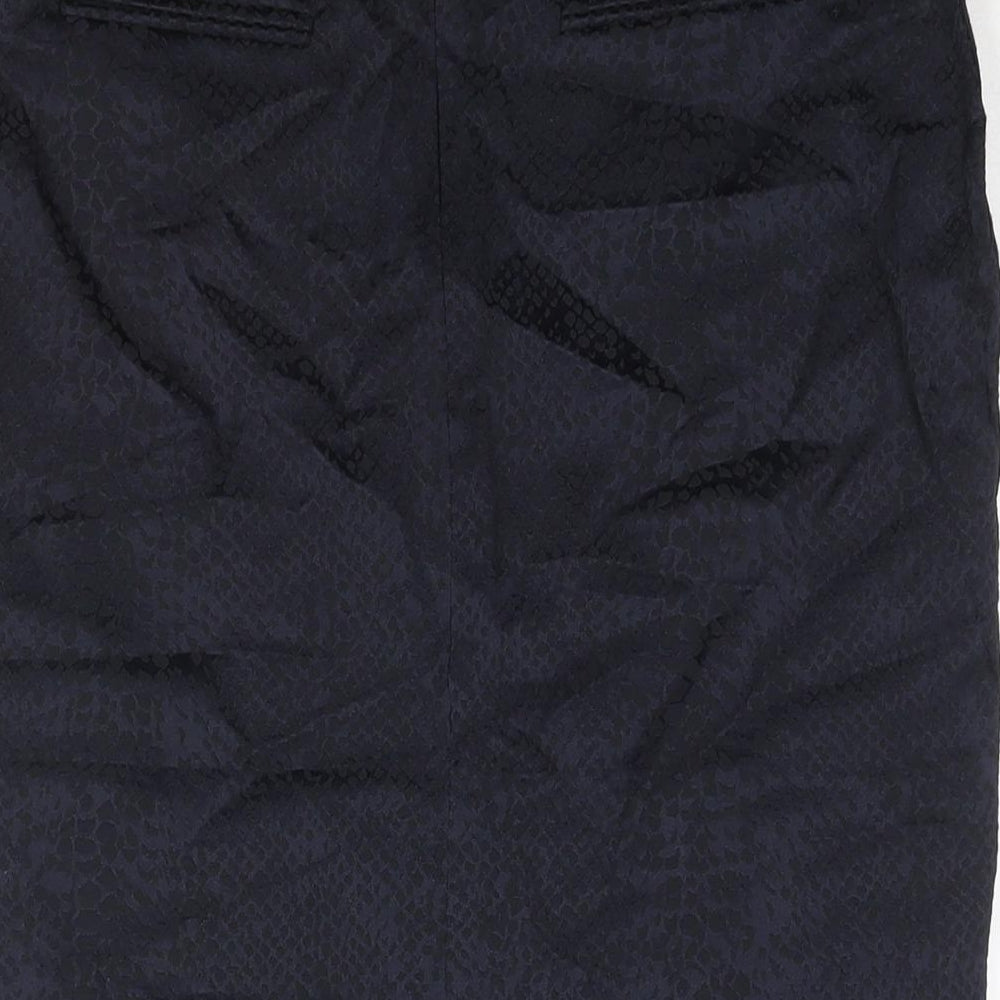Wallis Womens Blue Animal Print Polyester Straight & Pencil Skirt Size 10 Zip - Snakeskin Print