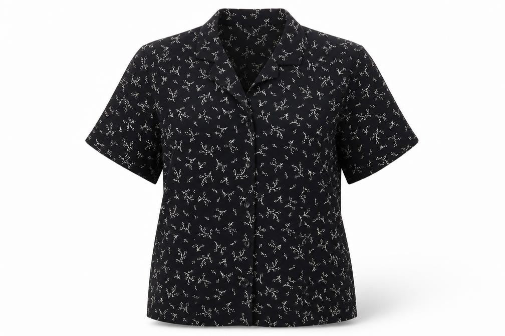 Jumper Womens Black Geometric Polyester Basic Button-Up Size 12 Collared
