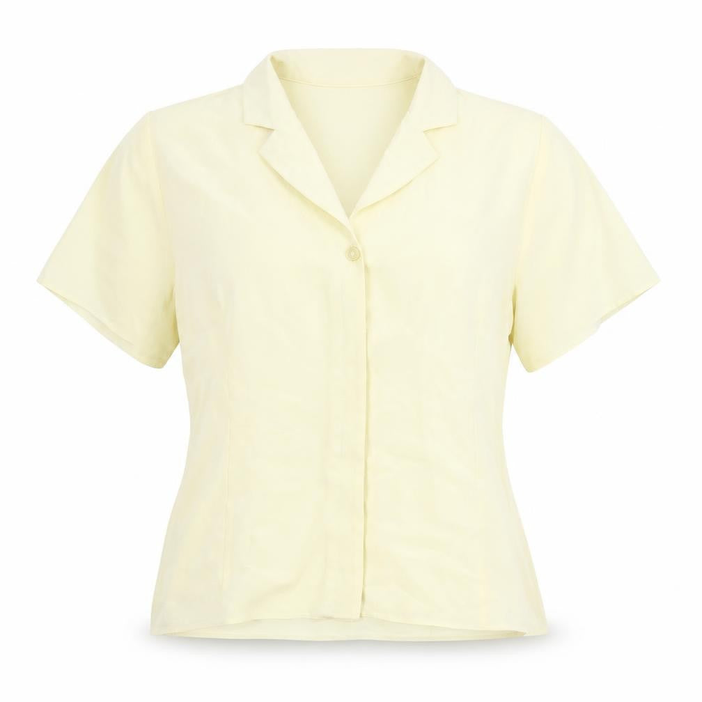 Parallel Womens Yellow Polyester Basic Button-Up Size 12 Collared