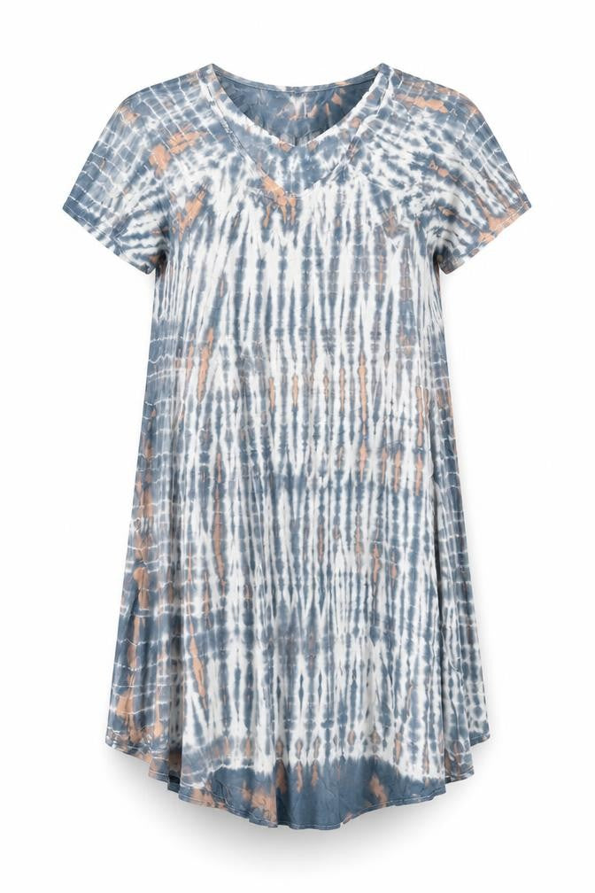 Cerrulean Womens Multicoloured Tie Dye Viscose Shift Size L V-Neck Pullover - Size L-XL