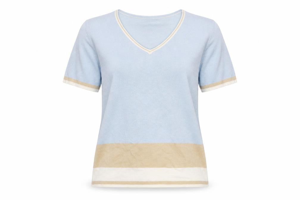 Anthology Womens Blue V-Neck Acrylic Pullover Jumper Size 14 - Colourblock
