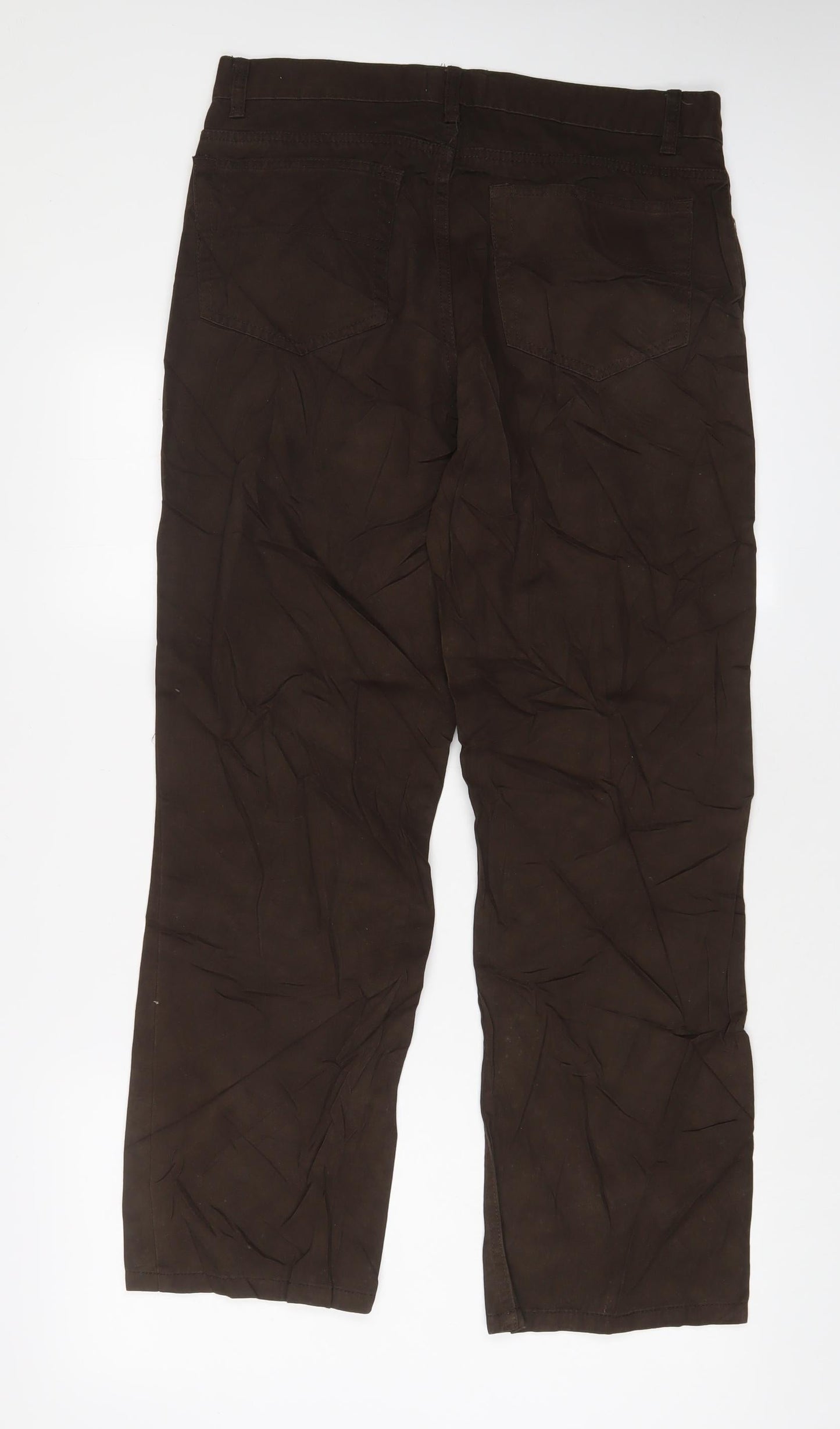 F&F Mens Green Cotton Straight Jeans Size 32 in L30 in Regular Zip