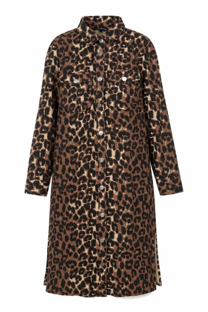 NEXT Womens Brown Animal Print Cotton A-Line Size 8 Collared Button