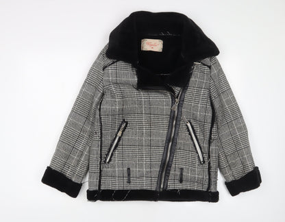 Voyelles Womens Grey Plaid Jacket Size 8 Zip - Zip Pockets