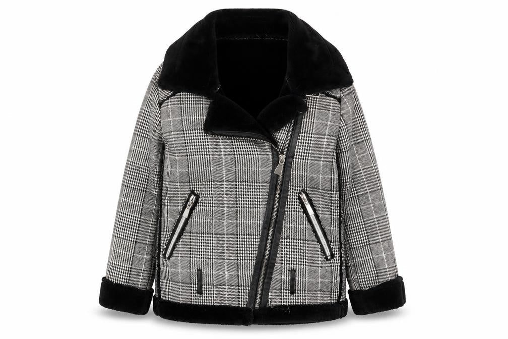 Voyelles Womens Grey Plaid Jacket Size 8 Zip - Zip Pockets