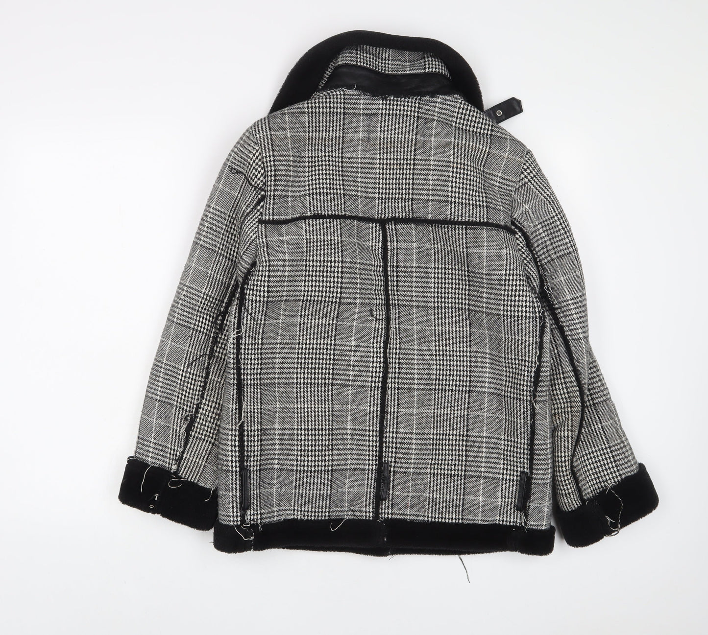 Voyelles Womens Grey Plaid Jacket Size 8 Zip - Zip Pockets