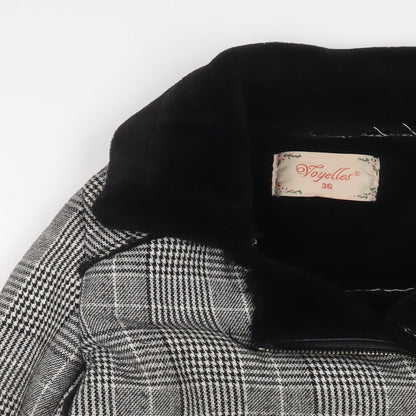 Voyelles Womens Grey Plaid Jacket Size 8 Zip - Zip Pockets
