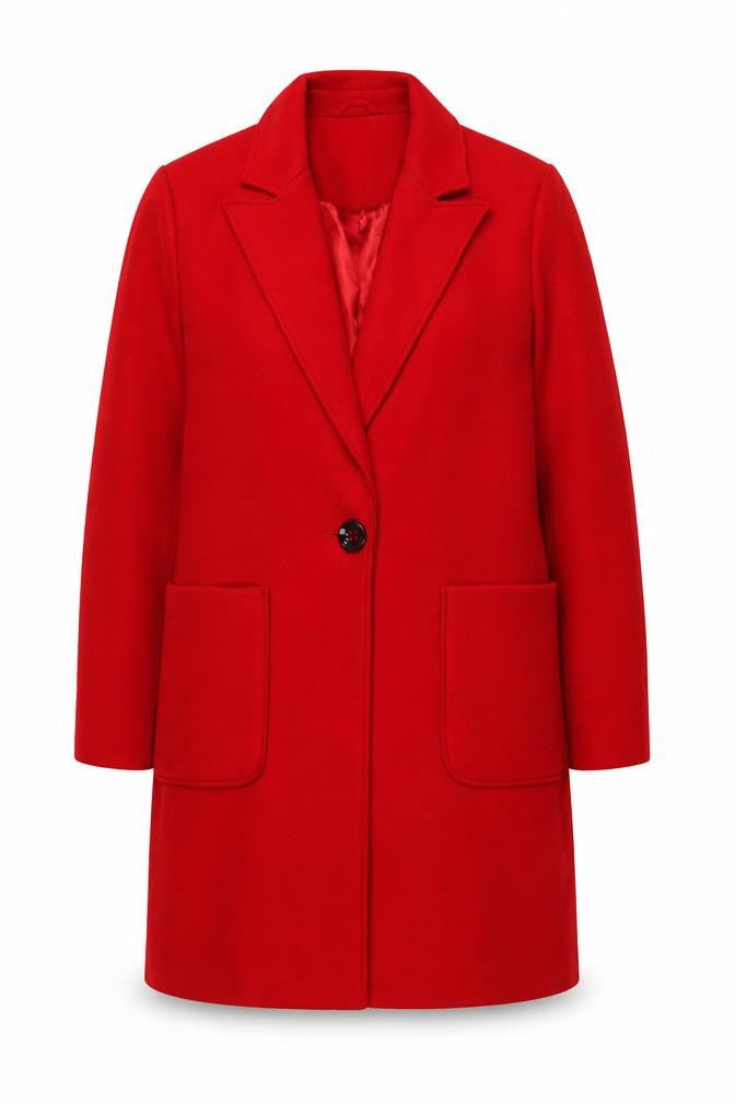 Miss Selfridge Womens Red Overcoat Coat Size 12 Button - Pockets