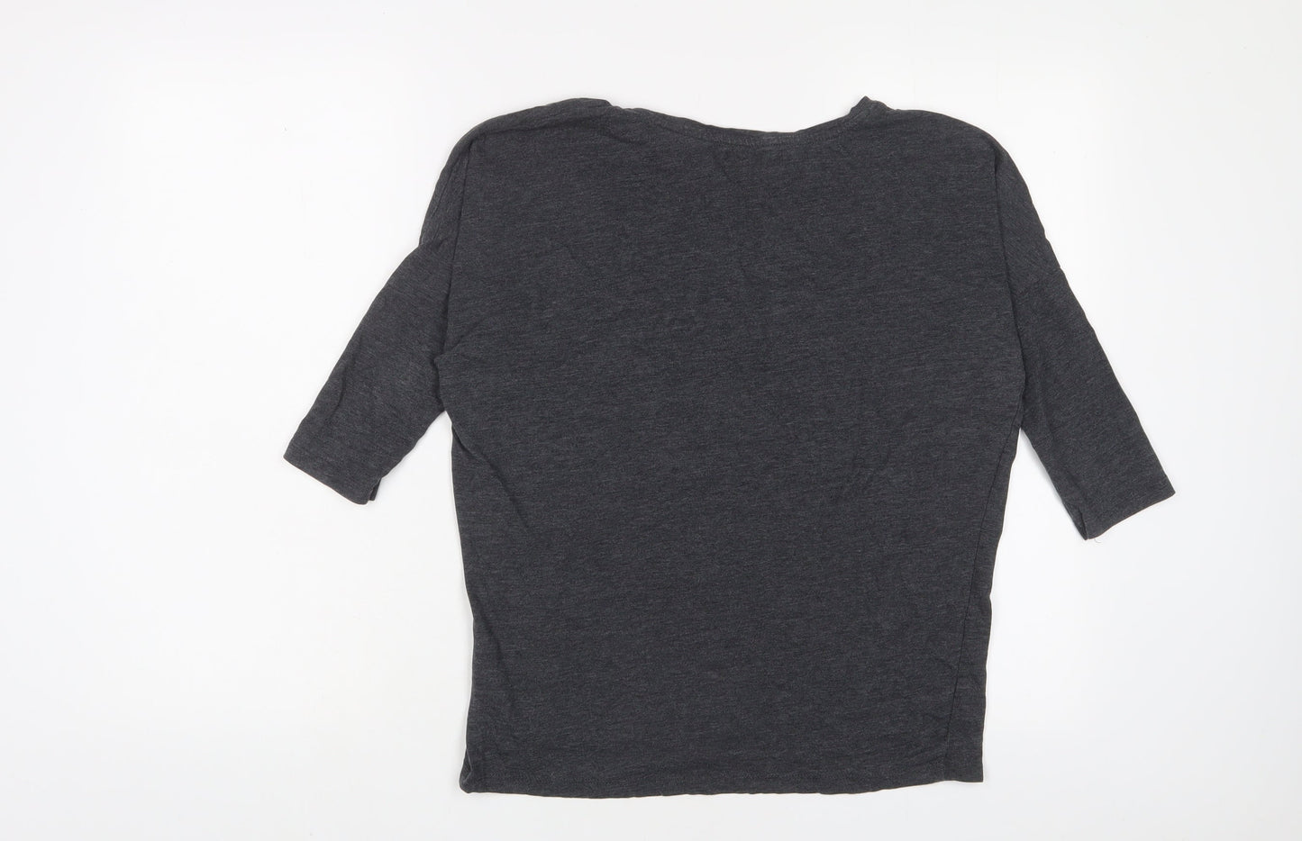 RESERVED Womens Grey Floral Cotton Basic T-Shirt Size XS Boat Neck