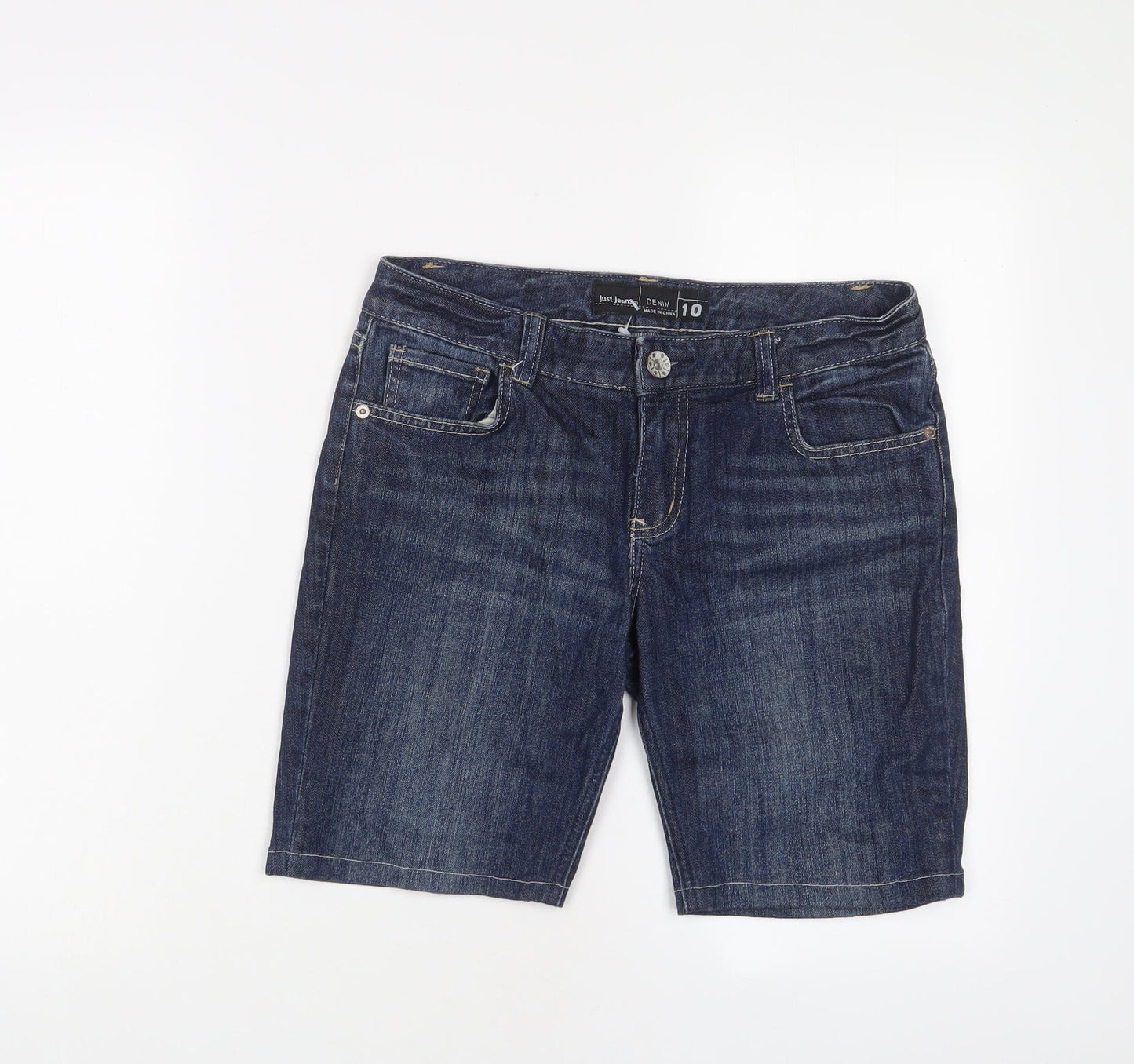 Just Jeans Womens Blue Cotton Basic Shorts Size 10 L9 in Regular Zip