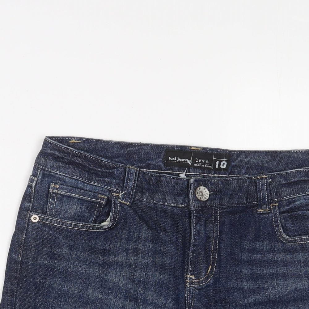 Just Jeans Womens Blue Cotton Basic Shorts Size 10 L9 in Regular Zip