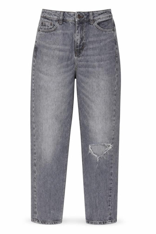 Topshop Womens Grey Cotton Mom Jeans Size 26 in L32 in Regular Zip