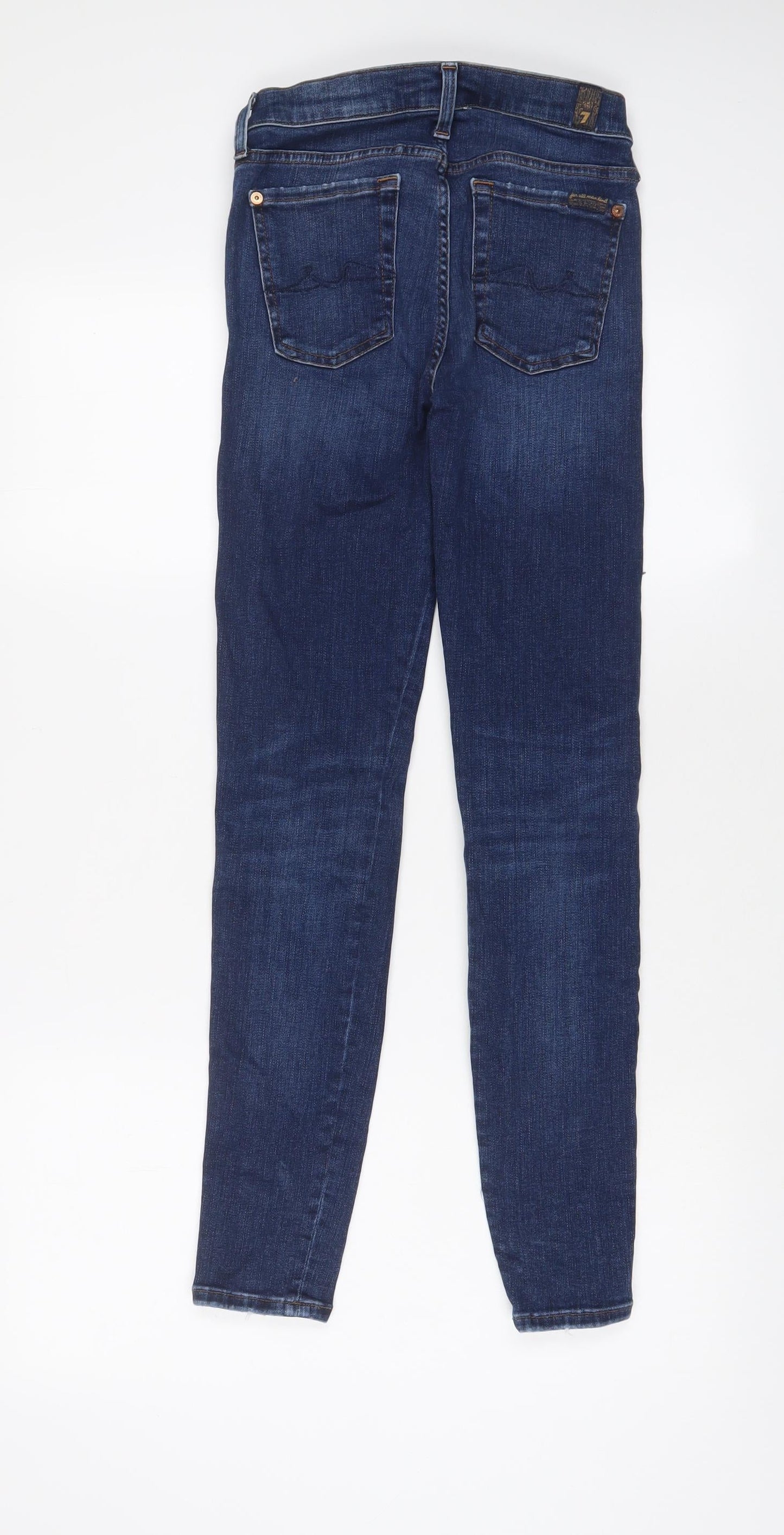 7 For All Mankind Womens Blue Cotton Skinny Jeans Size 23 in L28 in Regular Zip