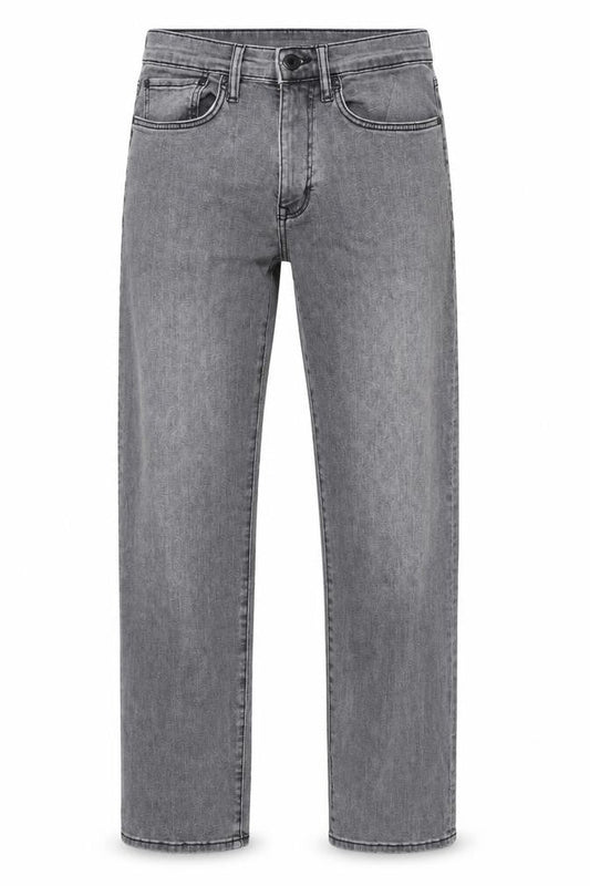 Easy Mens Grey Cotton Blend Straight Jeans Size 32 in L31 in Regular Zip