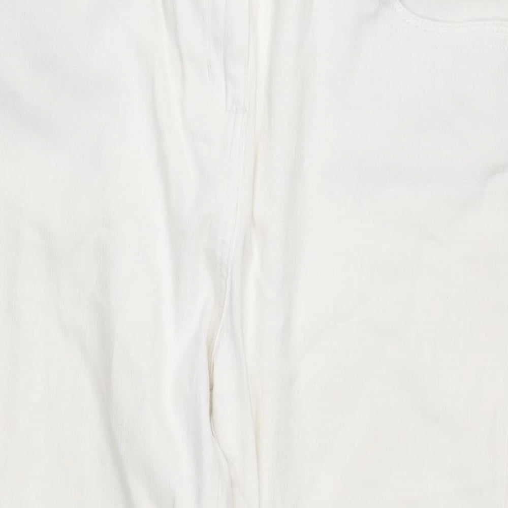 Marks and Spencer Womens White Cotton Blend Straight Jeans Size 18 L26.5 in Regular Zip