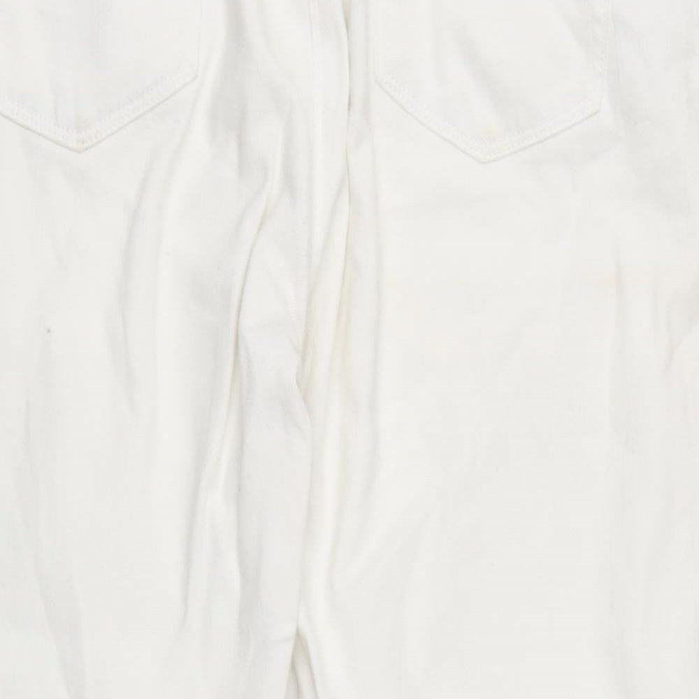 Marks and Spencer Womens White Cotton Blend Straight Jeans Size 18 L26.5 in Regular Zip