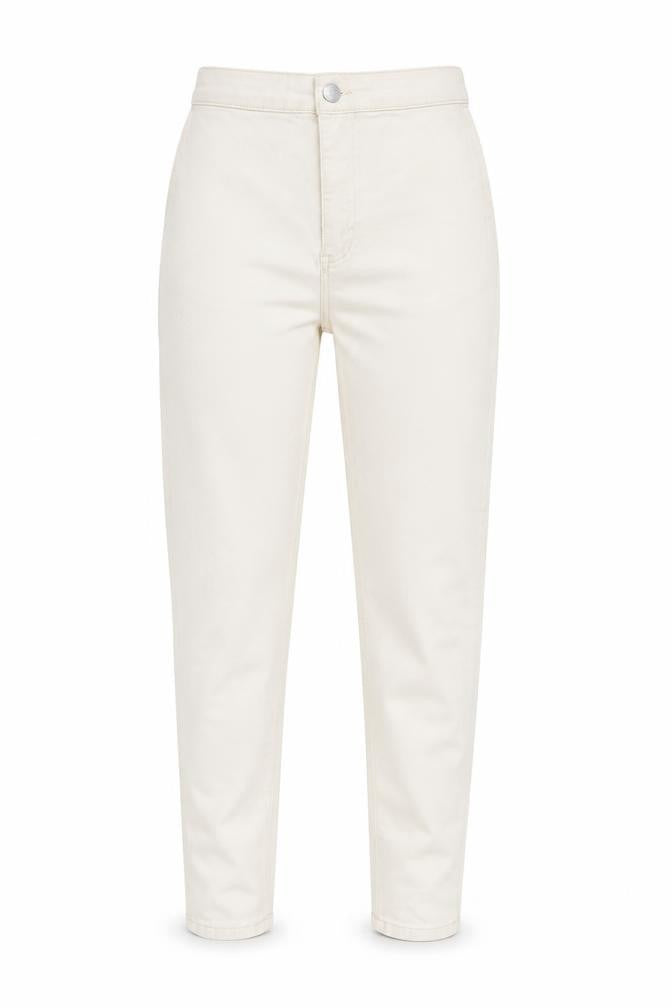 Topshop Womens White Cotton Blend Straight Jeans Size 28 in L26.5 in Regular Zip
