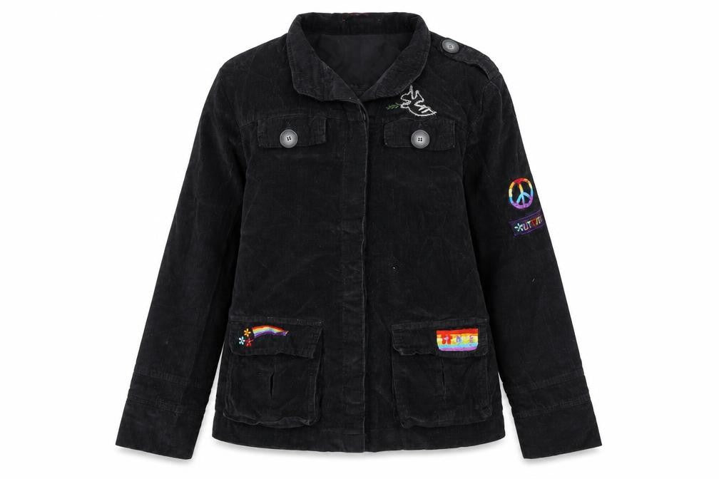 Uttam London. Womens Black Jacket Size S Button - Embroidery Detail