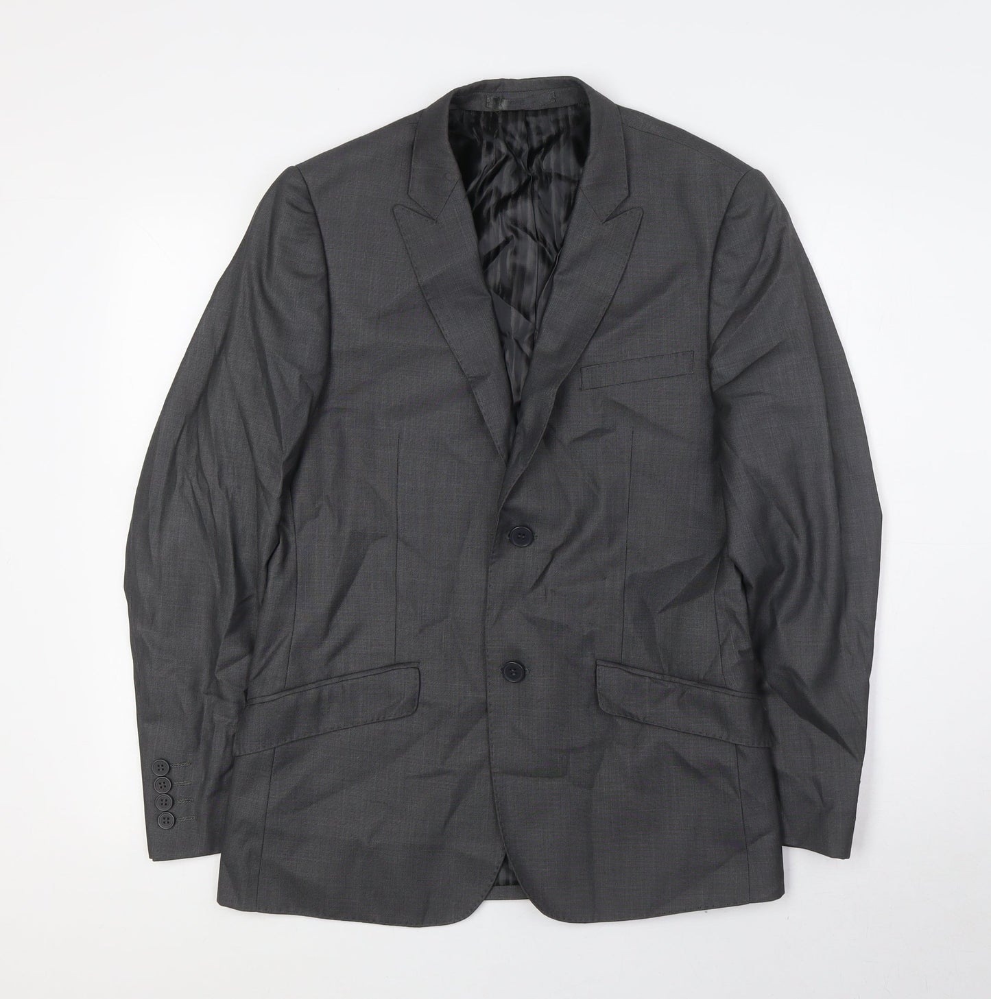 Butler & Wilson Mens Grey Polyester Jacket Suit Jacket Size 36 Regular