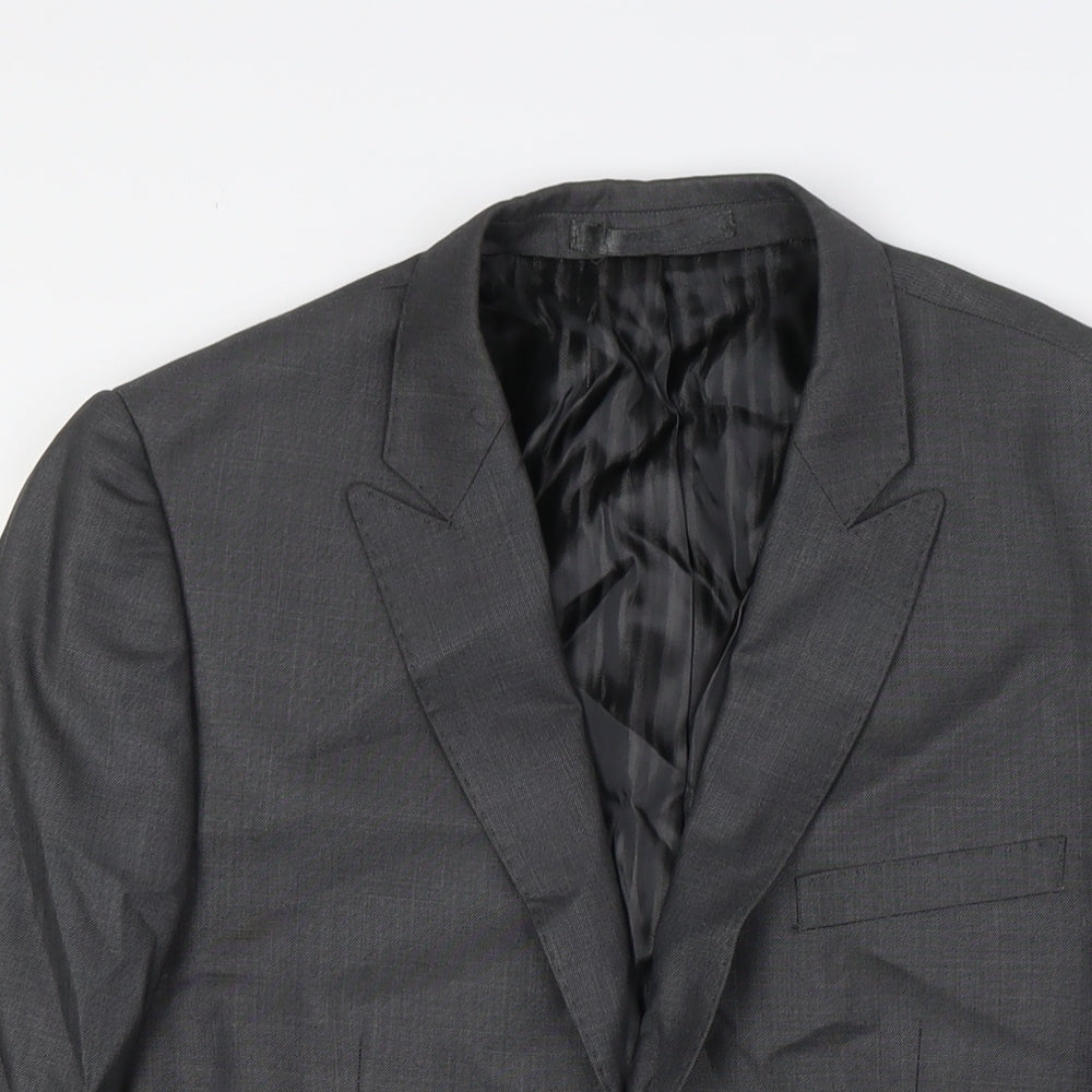 Butler & Wilson Mens Grey Polyester Jacket Suit Jacket Size 36 Regular
