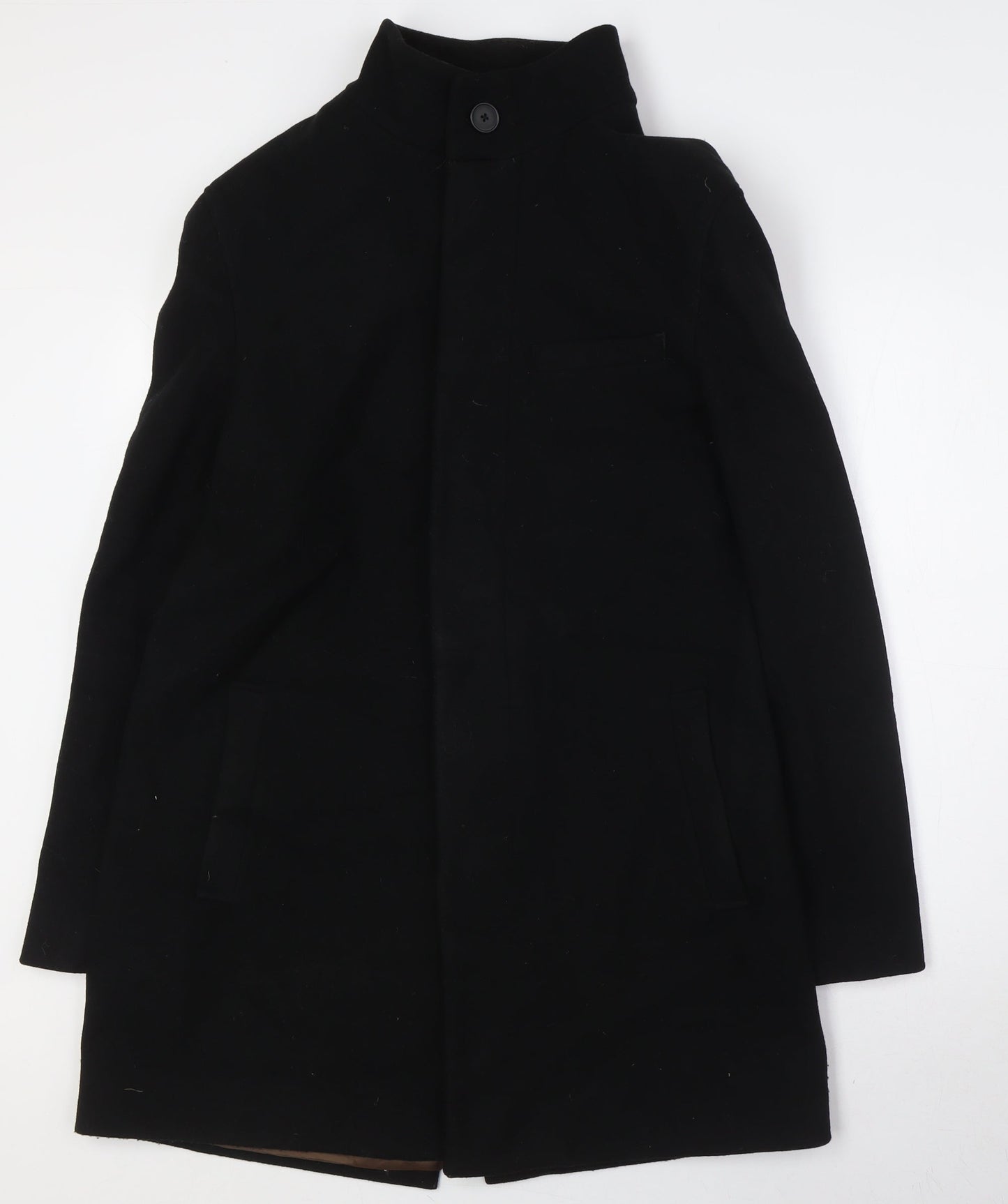 Marks and Spencer Womens Black Overcoat Coat Size M Button