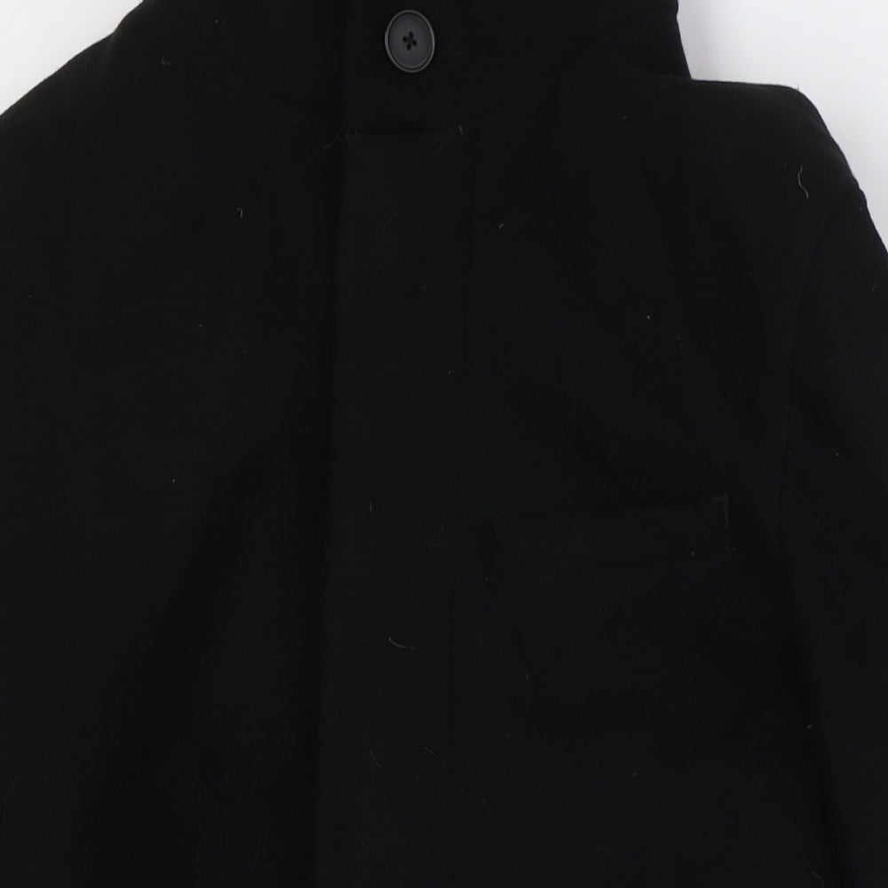 Marks and Spencer Womens Black Overcoat Coat Size M Button