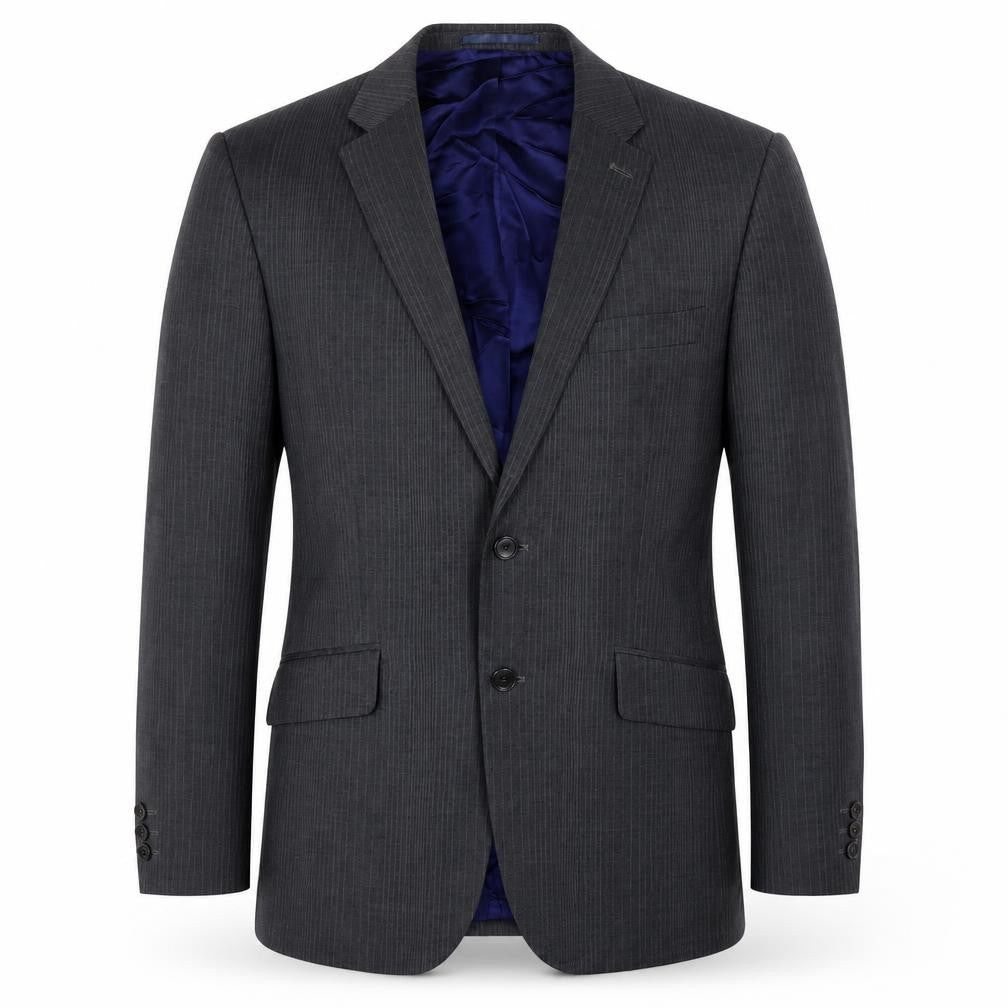 Burton Mens Grey Striped Polyester Jacket Suit Jacket Size 38 Regular