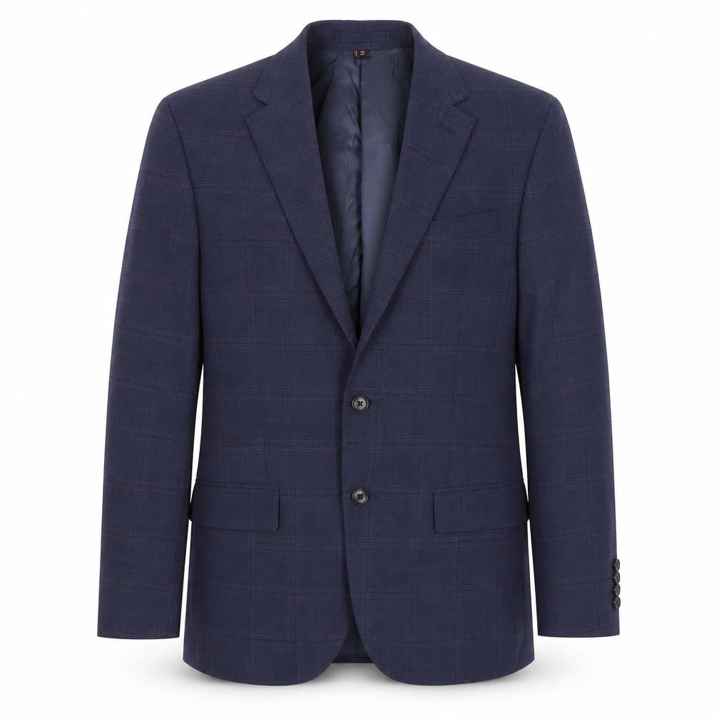 Marks & Spencer Mens Blue Check Wool Jacket Suit Jacket Size 38 Regular