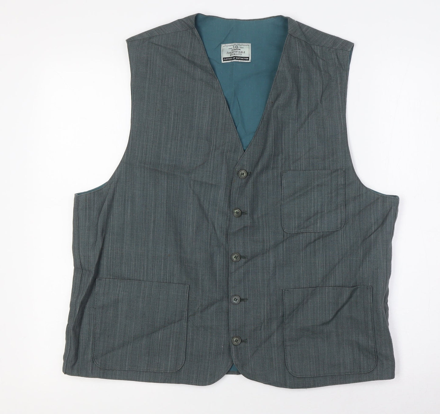 I.Q Mens Green Jacket Waistcoat Size L Button