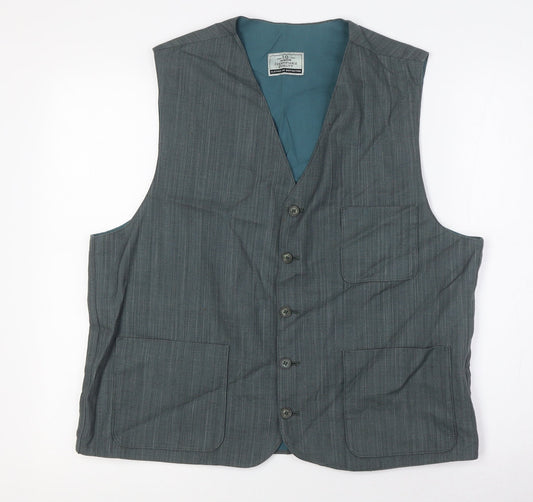 I.Q Mens Green Jacket Waistcoat Size L Button