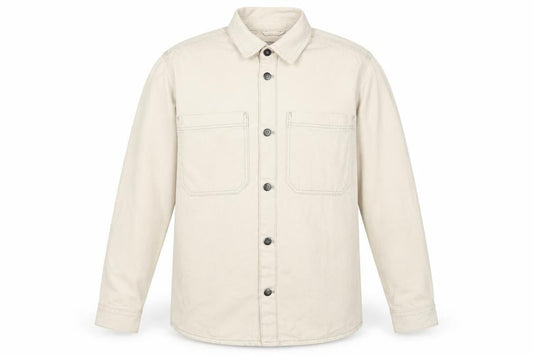 Primark Mens Ivory Cotton Button-Up Size L Collared Button