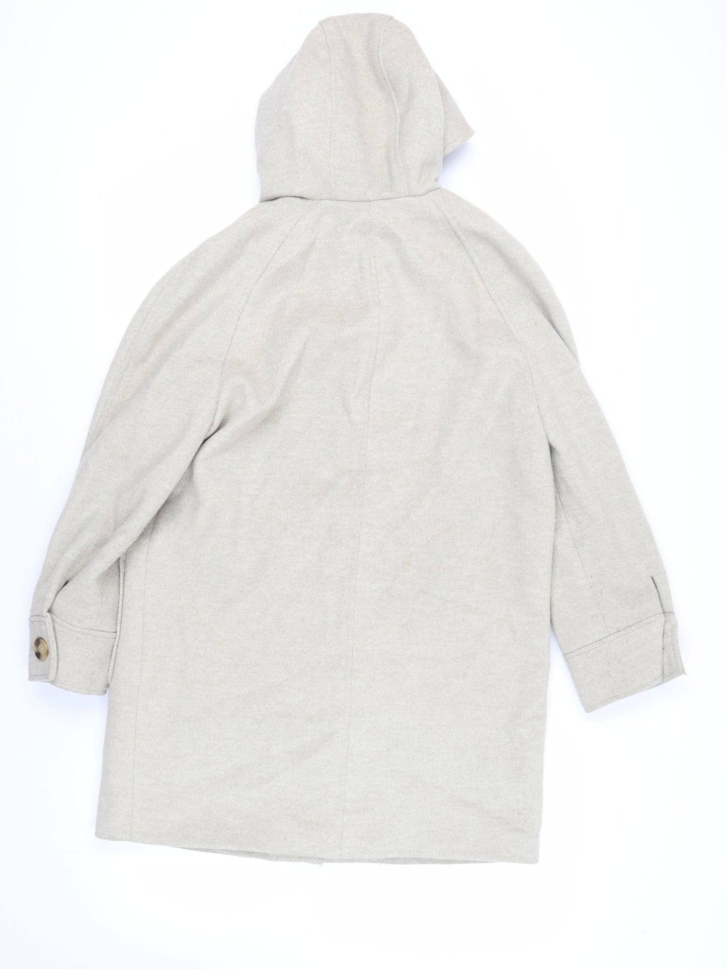 Marks and Spencer Womens Beige Overcoat Coat Size 12 Zip - Hooded
