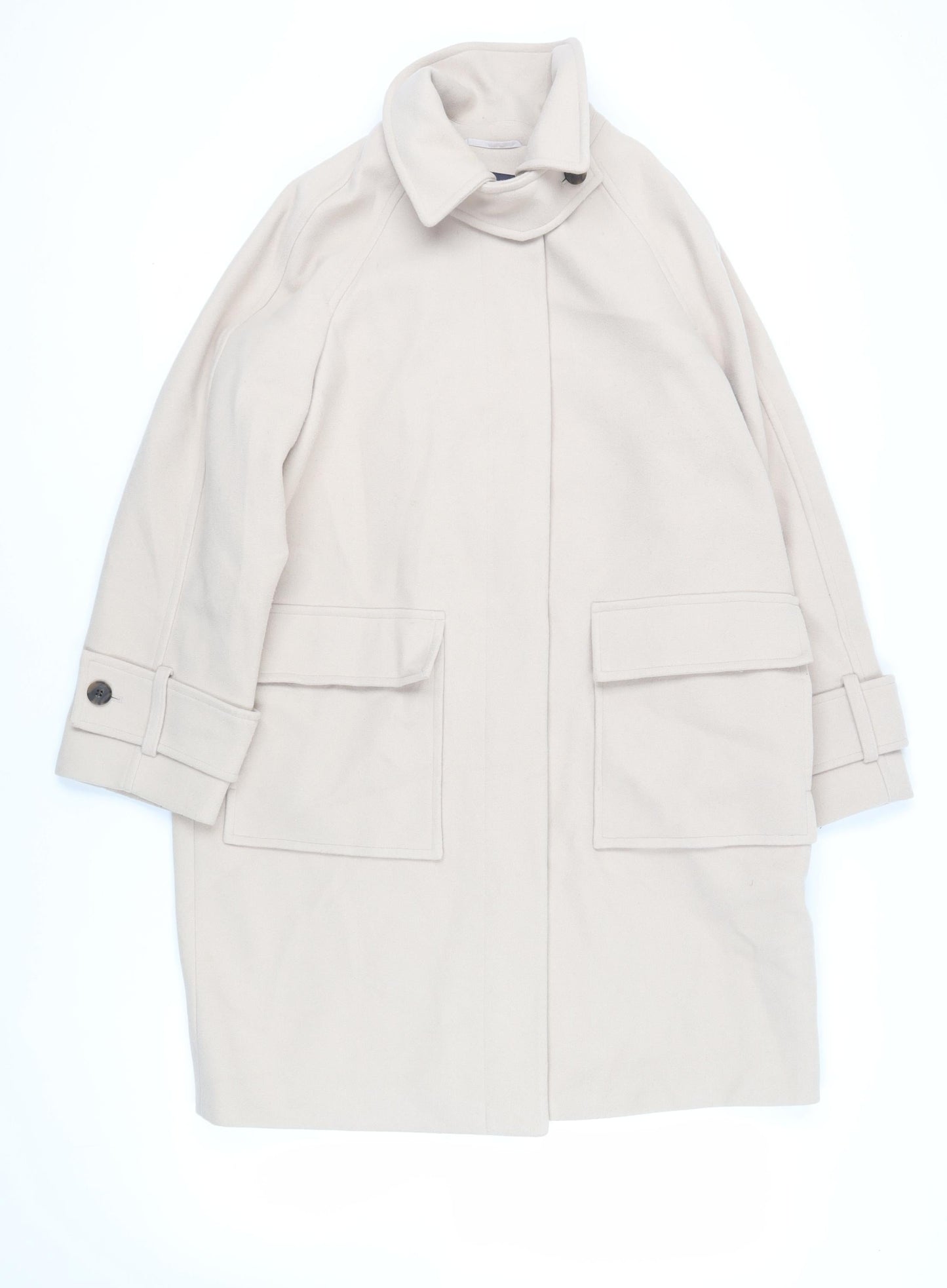 Marks and Spencer Womens Beige Overcoat Coat Size M Button