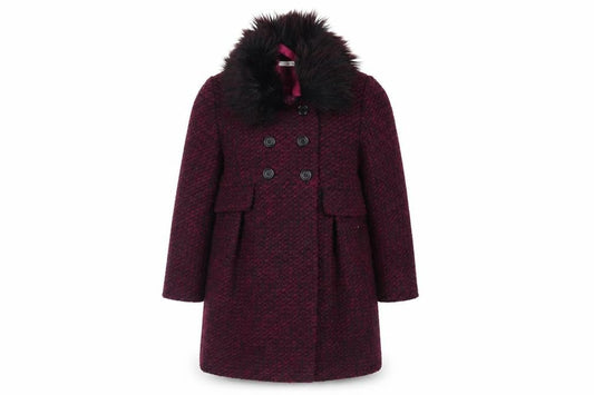 John lew Girls Purple Pea Coat Coat Size 8 Years Button - Faux Fur Collar