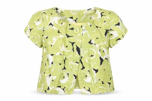 Per Se Womens Green Geometric Jacket Size 12 Button