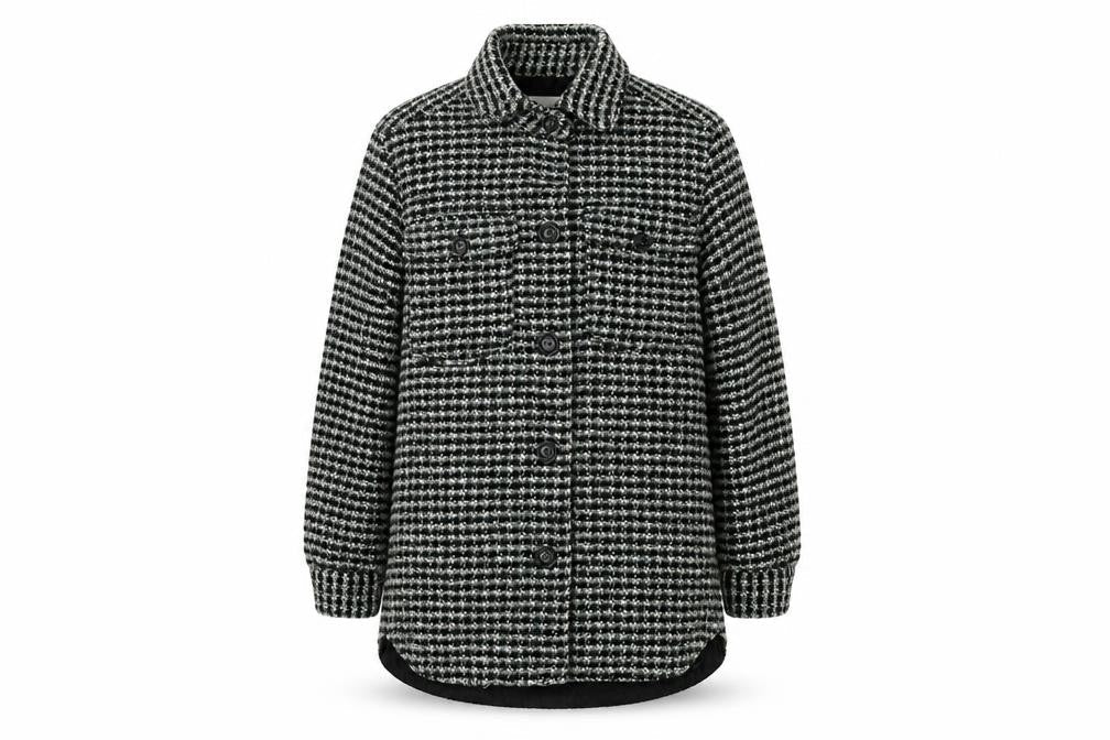 H&M Womens Green Geometric Overcoat Coat Size S Button