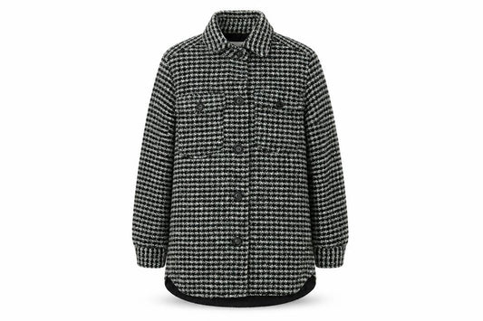 H&M Womens Green Geometric Overcoat Coat Size S Button