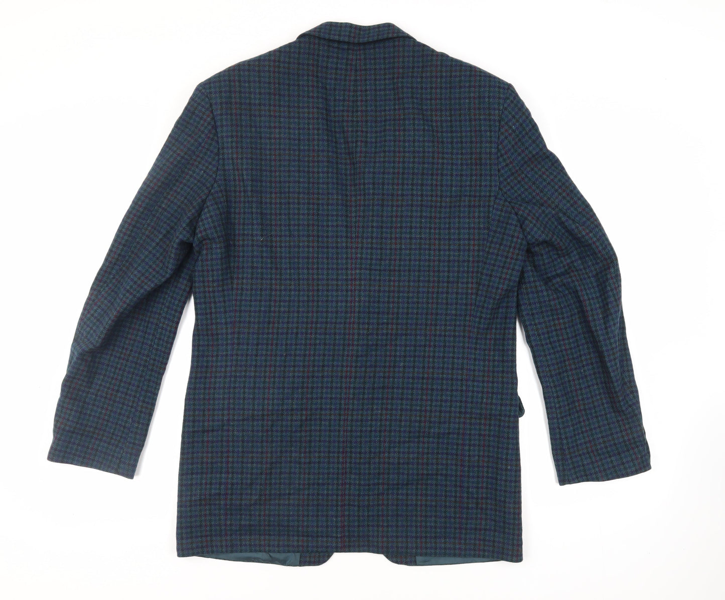 St Michael Mens Blue Geometric Wool Jacket Blazer Size 40 Regular - Vintage