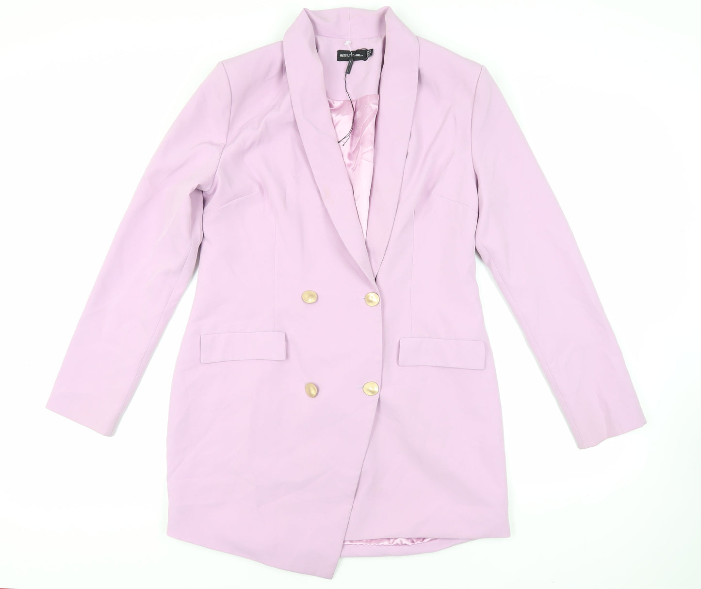 PRETTYLITTLETHING Womens Purple Jacket Blazer Size 12 Button