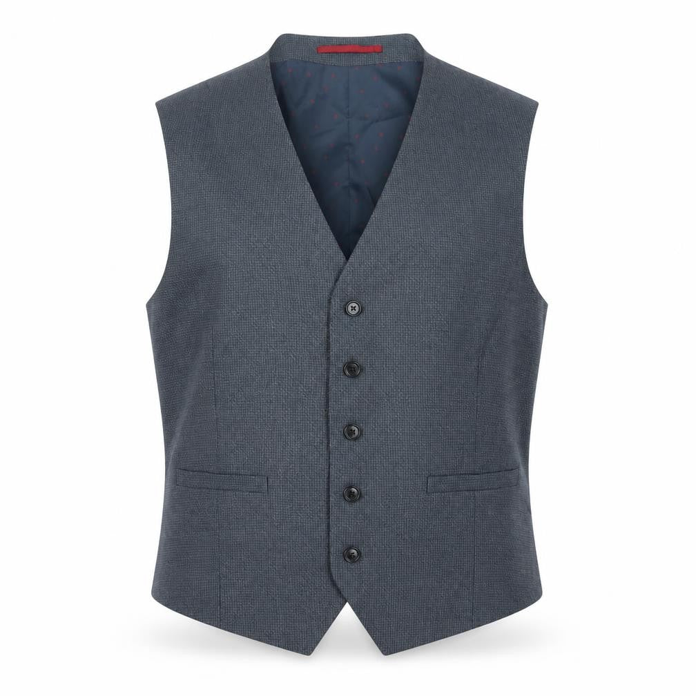 Burton Mens Blue Geometric Polyester Jacket Suit Waistcoat Size 42 Regular