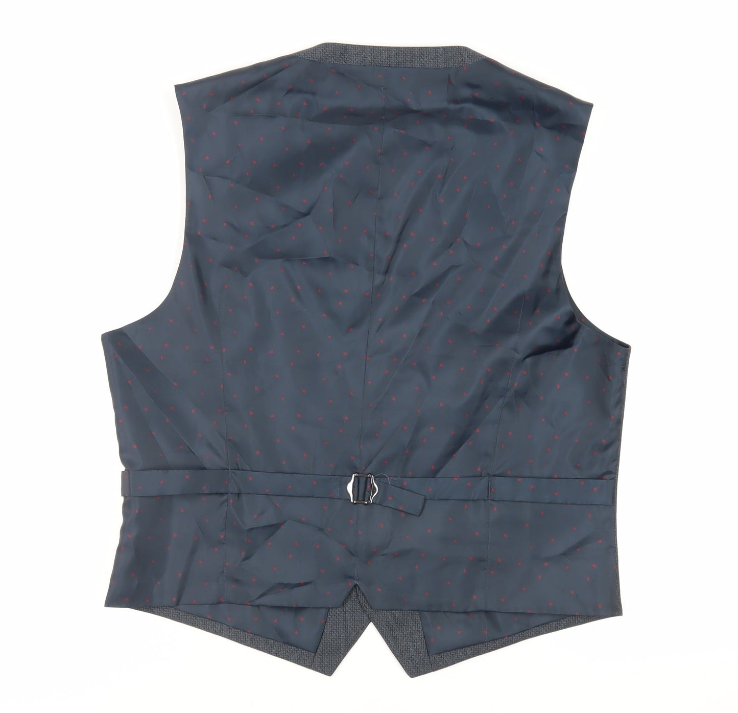 Burton Mens Blue Geometric Polyester Jacket Suit Waistcoat Size 42 Regular